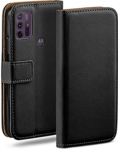 moex Book Case für Motorola Moto G10 / G30 Handyhülle mit Kartenfach, Hülle klappbar 360 Grad Schutzhülle, Klapphülle Flip Case Cover, PU Leder Handytasche Lederhülle, Schwarz