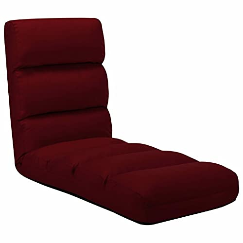Tidyard Bodenstuhl Faltbar Schlafsessel Sessel Sofastuhl Lounge Bodensessel Liege Bodenkissen Sitzkissen mit Rückenlehne Kunstleder Weinrot
