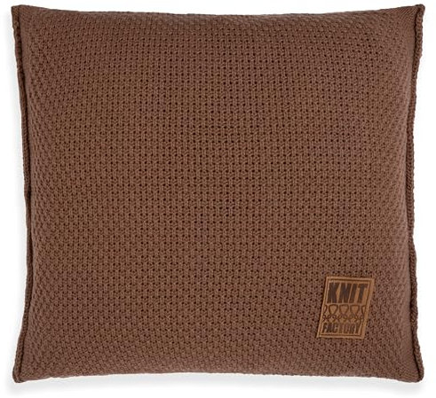 KNIT FACTORY - Jesse Zierkissen - Quadratische Sofa Kissen - Tobacco - Gestrickter Dekokissen - Couchkissen - 50x50 cm - Kissenbezug mit Füllung und Bezug