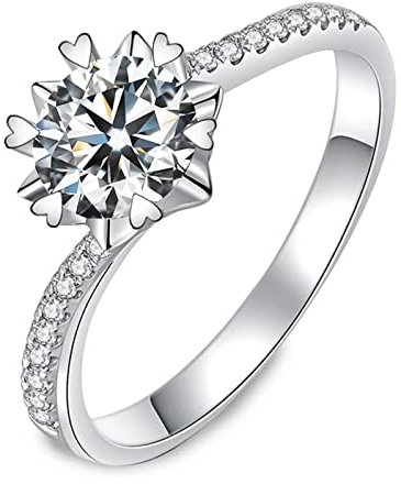 Musihy Engagement Ring, Modeschmuck Ringe Zirkonring 6 Herzklaue Zirkonia Weiß Ringgröße 56 Jahrestag Geschenk für Sie