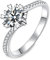 Musihy Engagement Ring, Modeschmuck Ringe Zirkonring 6 Herzklaue Zirkonia Weiß Ringgröße 56 Jahrestag Geschenk für Sie
