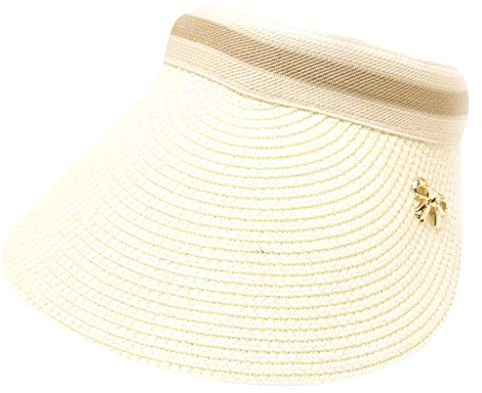 MILAX Strohhut Damen Verstellbar Hut Sonnenschild Visor Sonne Visier Cap Stroh Sonnenhut Sommerhut Uv-Schutz Outdoor Travel Sonnenschutz