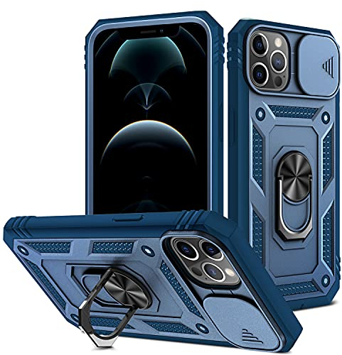 DAWEIXEAU Custodia iphone 12 Pro Max,Scorrevole Protezione Fotocamera Cover Antiurto Copertura Custodia per iphone 12 Pro Max (Blu)