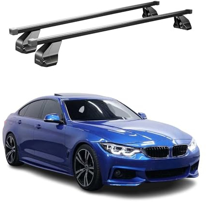 OMAC Menabo Dachträger für BMW 4er F36 Gran Coupé 2014-2021 Stahl Schwarz | DIN 75302:2019 & ISO/PAS 11154:2006 geprüft, Abschließbar, City-Crash-getestet, bis 75 kg Traglast, Querträger, Grundträger