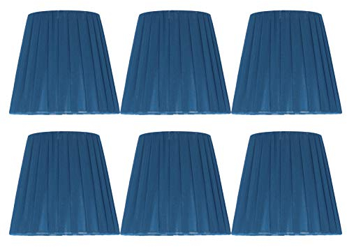 6 Stück blauer Stoff Lampenschirme Ersatz, Clip On Kronleuchter Lampenschirme kleine für Tischlampen Kristall Kronleuchter Wand