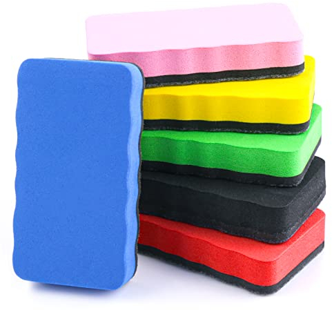 cobee Magnetic Whiteboard Eraser, 6 PCS Colorful Whiteboard Dry Eraser with Thick Felt Pad Magnetic White Board Erasers Chalkboard Cleaner Board for Classroom Home Office(6 Colors)