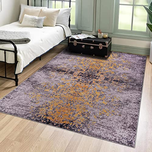 Mazovia Orientalisch Vintage Teppich - Kurzflor Waschbar - Weich Traditioneller Teppich für Wohnzimmer, Schlafzimmer, Esszimmer – Oriental Teppiche - Beige Creme Gold 120 x 170 cm