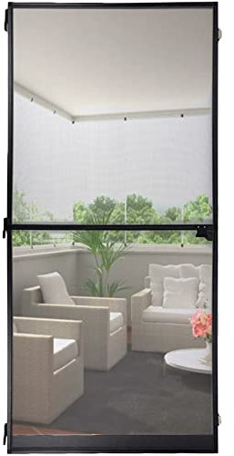 BAKAJI Zanzariera per Porte Magnetica con Cerniere e Chiusura Magnetica, Dimensioni Universali 100 x 215 cm, Colore Nero, Ideale per Porta, Balcone, Cantine, Anti Zanzare, Insetti, Resistente