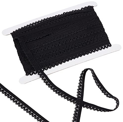 GORGECRAFT 20 Yard Elastischer Spitzenbesatz 13mm Breite Schwarze Stretchkanten Dessous Einfassung Besatz Gurtband Gehäkelte Spitze Kordelband Für Heimwerker Nähen Kleidungsstück Geschenkverpackungs