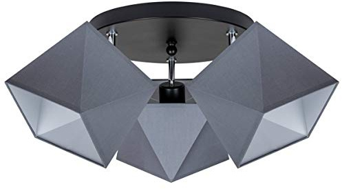 alfalux Deckenlampe Deckenleuchte GRGRGR-PR3030SC Leuchte Lampe 3 Lampenschirme Wohnzimmerlampe Schlafzimmerlampe Küche Kinderzimmer Lampe LED (Grau)