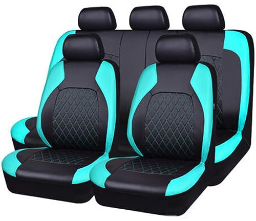 ESUKAR Auto Sitzbezüge Sets für Ford Fiesta’09 MK7 2011 2012 2013 2014 2015 2016 2017, 9 Stück Allwetter rutschfest Wasserdicht Atmungsaktiv Schonbezug Set Sitzkissenschutz,Blue-Green_A