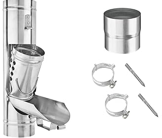 zbs24 Zink Regenwassersammler mit Laubkorb 100mm - Regenrohrklappe mit entnehmbaren Laubkorb, effizientes auffangen von Regenwasser, Muffe für Verbindung mit dem Fallrohr, 2 Befestigungsschellen