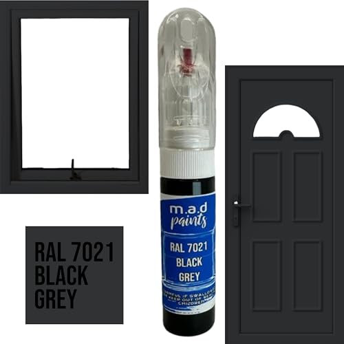 M.A.D MYLDAN AUTO DESIGN M.A.D UPVC Window Door Frame Touch Up Paint Scratch Chip Repair (RAL 7021 BLACK GREY)
