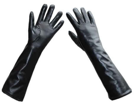 Haitpant Damen Herbst Winter Farbe Lange Lederhandschuhe Fäustlinge Gerade Schaffell Fleece Futter Warme Handschuhe, Gerader Stil, 8.5