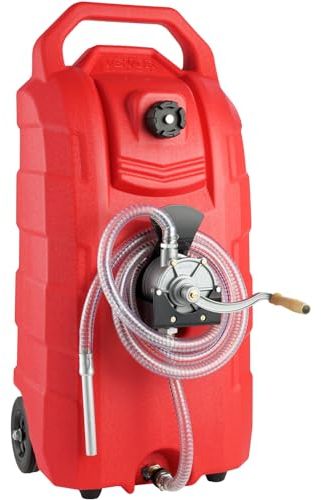 VEVOR Tanque de Combustible Portátil con Ruedas 16 Gal 60L Bidón de Gasolina 7,8L/min con Bomba Manual, Transferencia de Combustible para Gasolina, Diesel, Aceite, Máquina, Cortacésped, Coche, Tractor