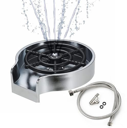 Risciacquatore di Vetro, lavatore di Tazza Strumenti di Pulizia del lavello della Cucina Risciacquatore Automatico di Vetro per Gli Accessori del lavello della Cucina del Bar(Silver(Stainless Steel))