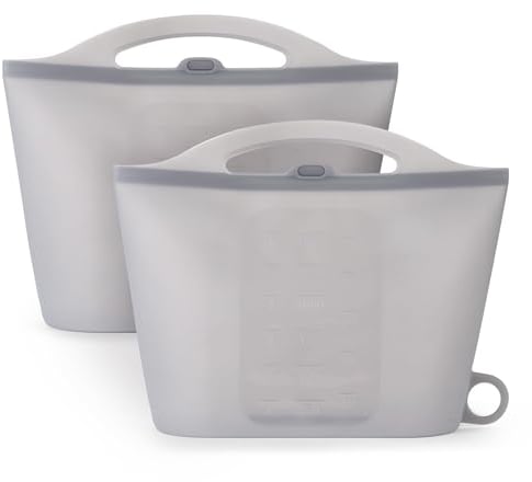 Haakaa Silicone Microwave Steam Sterilizer Bags, Reusable Silicone Steaming Bags for Baby Bottles, Breast Pump, Accessories, Pacifiers and Teethers, Great for Home and Travel, Grey (2PCS)