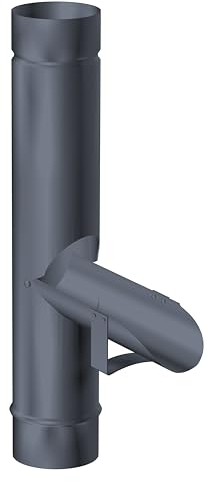 SAREI Regenrohrklappe für Dachrinne, anthrazit, Fallrohrklappe aus Aluminium, Regenwasserklappe, Wasser sparen, Regen nutzen, 60 mm Nennweite