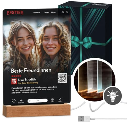 Maverton beleuchteter LED-Rahmen, Personalisiertes Acryl Glasbild mit Foto | Personalisiertes Acryl Glasbild mit Foto, Fotorahmen mit LED-Beleuchtung, LED Acrylglas Fotogeschenk für Frau Mann Paar