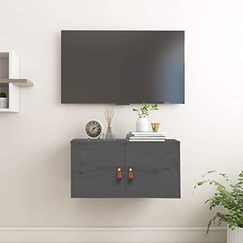 ZEYUAN Armario de Pared, Mueble Auxiliar De Cocina, Mueble De Cocina, Armarios De Cocina, Armario Colgar, de Madera Maciza de Pino Gris 60x30x30 cm