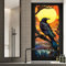 WBQMUNY Buntglas-Fensterfolie, Krähengemalt, mattiert, statisch haftend, Privatsphäre, dekorative Tönungsfolie für Zuhause, mattiert, Badezimmer, Fensterabdeckungen, statisch haftend, nicht klebend