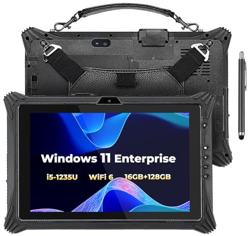 MUNBYN High-End Rugged Windows Tablet IRT10, 10,1 Zoll Windows 11 IoT Enterprise, i5-1235U, WiFi 6 Rugged Tablet, 16 GB + 128 GB austauschbare SSD, Hot-Swap-fähig für Bauarbeiten, 2 Jahre Schutz