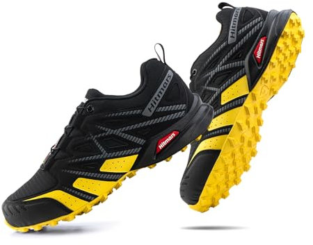 Hitmars Chaussure de Trail Homme Femme Chaussure de Randonnée Basses Basket Trail Running de Trekking Respirant Antidérapant Marche Multisports Unisexe Jaune EU 44