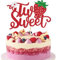 Xsstarmi 1 Pack Strawberry Two Sweet Cake Topper Glittery Happy 2nd Birthday Cake Decorations Sweet Two Cake Pick for Summer Fruit Berry Themed Second Birthday Party Decorations