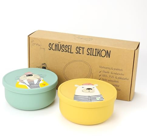 So&So Tazones de silicona con tapa - Cuenco infantil, accesorios para bebés, vajilla para bebé, cuenco para papilla