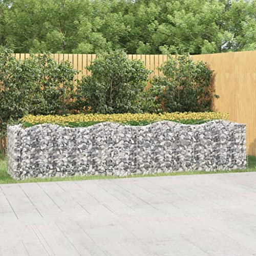 LLEZKBR Home & Garden Artikel - Gewölbtes Gabionen-Hochbeet 400x100x100 cm Eisen verzinkt