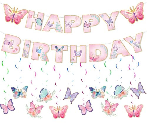 Schmetterling Deko Geburtstag Girlande Schmetterlinge Hängende Wirbel Geburtstagsdeko Mädchen Happy Birthday Deko Schmetterlinge Geburtstag Schmetterlinge Deko