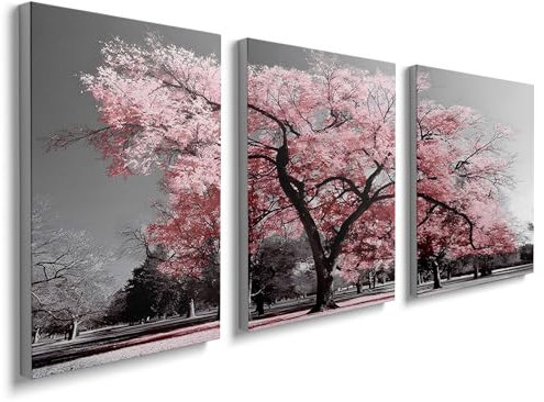 Nature Canvas Wall Hanging Art - Abstract Tree Print Pink Paintings Decor Ready To Hang YH1102