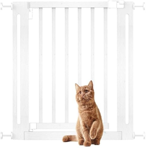 Bettacare Wooden Elegance Dog Gate, White, 71cm - 79cm, Pressure Fit Safety Gate, Safety Gate for Puppy, Dog and Pet, Stylish Design and Easy Installation