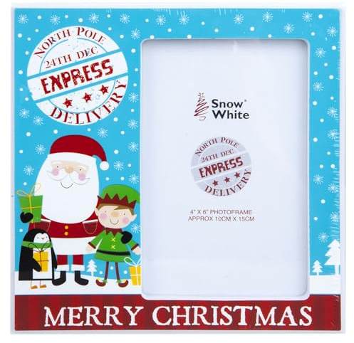VFM e-Store - Christmas Photo Frame 4 X 6 Picture Inch Frame X 1 Stocking Filler Xmas Present Celebration Festive Winter Ornaments - 10cm X 15cm Christmas Themed