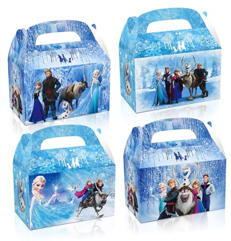 Lamden 12 Stück Frozen Geburtstagsparty-Zubehör, Party-Leckerli-Boxen, Süßigkeiten-Geschenktüten, Frozen Partygeschenke für Elsa Anna Motto-Party-Dekorationen, Schule, Klassenzimmer, Belohnungen,