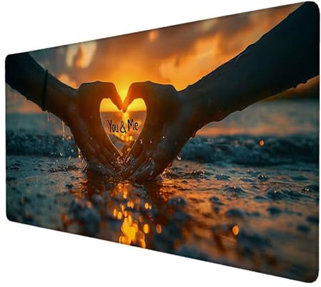 Mouse Mat, Love Mouse Pad Large (35.4 x 15.7 inch), Waterproof Desk Mat with Stitched Edge, Extended Comfortable Gaming Mouse Pad with Smooth Cloth Surface, Mouse Pad for Gaming, Office & Home X-7