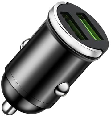 Caricatore USB per Auto, Cargador Coche USB Carga Rapida, Mini Cargador Movil Coche, Movil Coche Toma Mechero, 2 Porte, per Phone Tablet iOS Android, Galaxy, Xiaomi