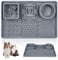 Slow Feeder Bowl Anti-slip Licking Mat for Medium Dogs and Puppies, Slow Feeding Lick Mat for Dogs and Cats Training Anxiety Boredom Relief (Grey)