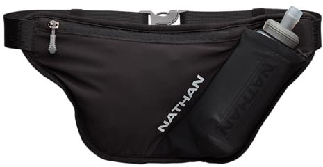 Nathan Hydrapak Trinkgürtel zum Laufen, weiche Flasche, 750 ml, mit ExoSpine, atmungsaktiv, verstellbare bequeme Passform, abgewinkelter Flaschenhalter, Pinnacle FeatherLite, ultraleicht, Schwarz