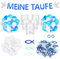 YSUVIN Taufe Deko, 119 Stück Junge Mädchen Deko Taufe, Meine Taufe Girlande, Luftballons, Servietten, Windlicht Tischdeko, Holz Fische Deko, Blau