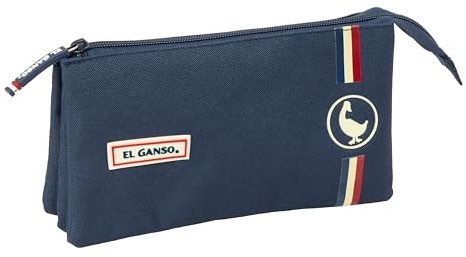 safta EL GANSO Eclipse Federmäppchen für Kinder, ideal für Kinder im Schulalter, bequem und vielseitig, Qualität und Widerstandsfähigkeit, 22 x 3 x 12 cm, Marineblau, M, Casual