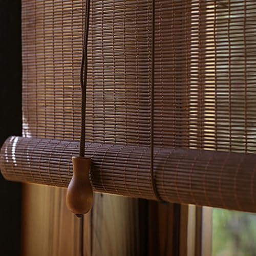 Natürliches Bambus Rollo Innen Fenster Atmungsaktiver Sichtschutz Bambusrollo für Terrasse,Garten,Terrassentür und Balkon Outdoor Sonnenschutz