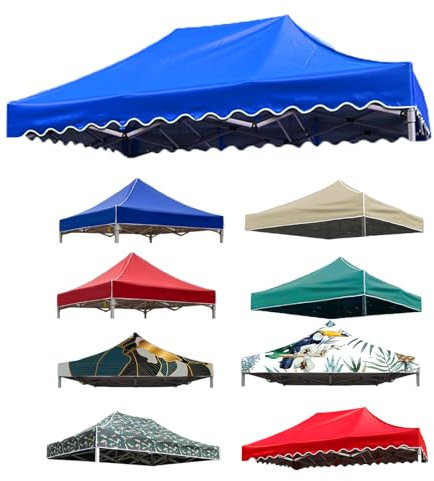 Techo de Tienda de Recepción Carpa Pabellón Multicolor Multi-Tamaño, para Cenador de Jardín Cubierta de Repuesto de Gazebo Pabellón Exterior, Ideal para Jardín (Blue (Wave),3X6M(10'x20'))