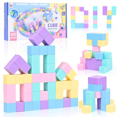 Ouxayapl Magnetische Bausteine,  45 Stück magnetisches Bauspielzeug | Kinderspielzeug, Puzzlebaustein, Magnetisches Konstruktionsspielzeug für Kinder, geeignet für Jungen und Mädchen ab 3 Jahren