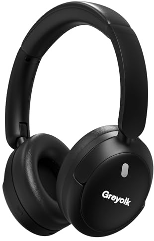 GREYOLK Kabellose Bluetooth 5.4 Over-Ear Kopfhörer mit Mikrofon, Kopfhörer mit aktiver Geräuschunterdrückung (ANC), 40mm Treiber, Tiefer Bass, Bis zu 70 Std. Akkulaufzeit, Faltbar