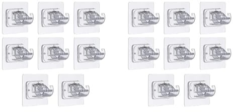 Uikdjgu 16PCS Self Adhesive Curtain Rod Bracket No Drill Curtain Rods Brackets Nail Free Adjustable Hooks Storage Hooks Clamp