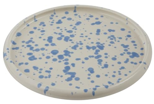 BUTLERS Frühstücksteller Steinzeug - BOOGY SPLASH - spülmaschinenfest | Farbe Hellblau - ø21 cm - Kuchenteller für Kuchen & Nachspeisen - Dessertteller für Gebäck & Snacks - Sprenkelmuster