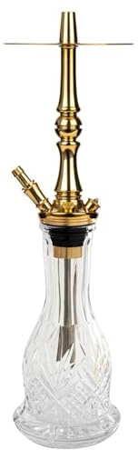 Moze Tradi Shisha aus V2A Edelstahl mit Glas Bowl – Traditionelle Wasserpfeife, Tauchrohr, Starker Durchzug | Langlebig, rostfrei & pflegeleicht (Gold M)