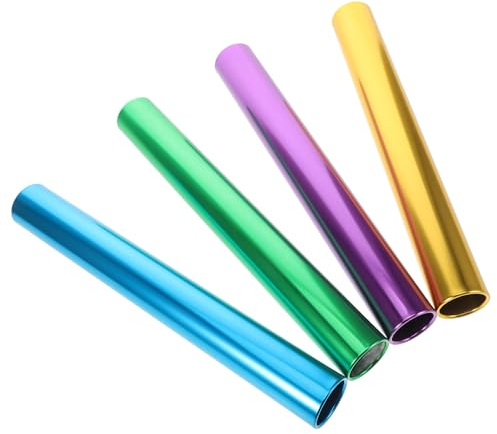 Ciieeo Bastones de Relevos de Aleación de Aluminio Galvanizado 38 Mm 4 Piezas Colores Morado Dorado Verde Azul para Competición Escolar y Entrenamiento de Atletismo