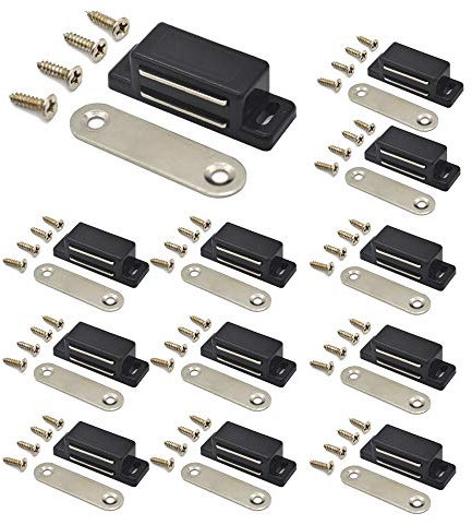 Aimant Porte Placard 12 pièces Loquet Magnétique pour Armoire, Fermeture Aimant de Meuble pour Armoires, les Tiroirs et les Volets Armoire Vis incluses- Blanc